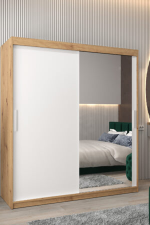 Šatní skříň Abi T2 v dekoru dub artisan s bílými dveřmi