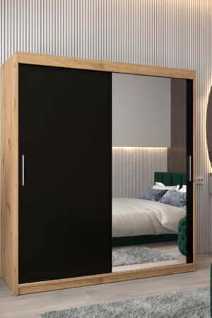 Šatní skříň Abi T2 v barvě dub artisan s černými dveřmi