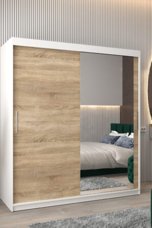 Šatní skříň Abi T2 bílá s dubovými dveřmi