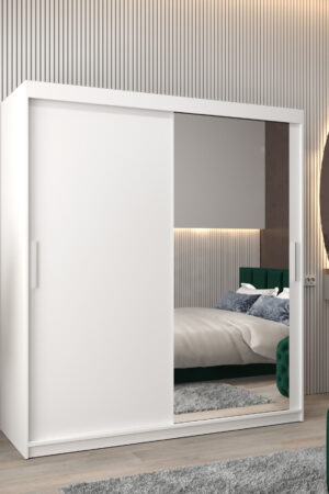 Šatní skříň Abi T2 v bílé barvě s posuvnými dveřmi