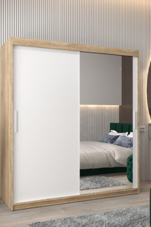 Šatní skříň Abi T2 s bílými posuvnými dveřmi