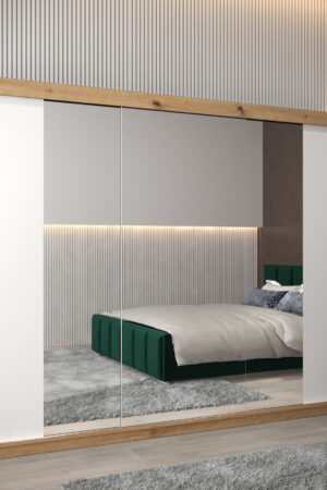 Šatní skříň Abi T2 v dub artisan s bílými dveřmi