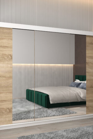 Šatní skříň Abi T2 s posuvnými dveřmi a zrcadlem