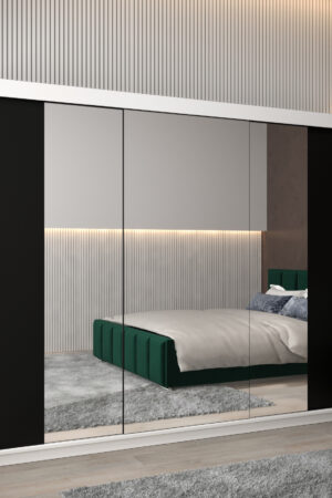 Šatní skříň Abi T2 s bílým korpusem a černými dveřmi