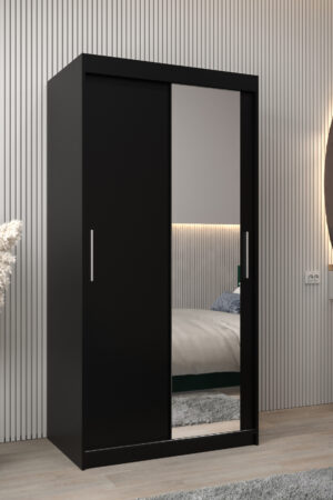 Šatní skříň Abi T2 v černé barvě s posuvnými dveřmi