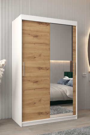 Šatní skříň Abi T2 bílá s dubovými dveřmi