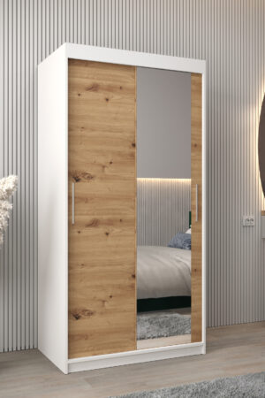 Šatní skříň Abi T2 s bílým korpusem a dub artisan