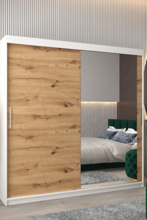 Šatní skříň Abi T2 s bílým korpusem a dub artisan