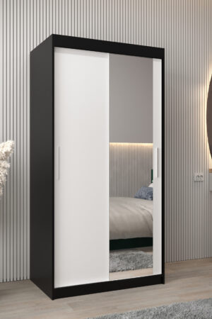 Šatní skříň Abi T2 černá s bílými dveřmi