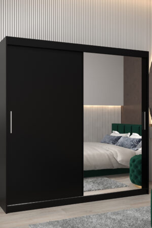 Šatní skříň Abi T2 černá s posuvnými dveřmi