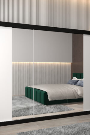 Šatní skříň Abi T2 s černým korpusem a bílými dveřmi