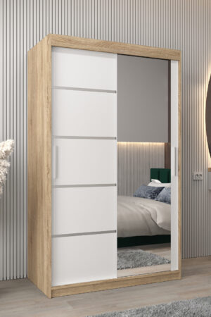 Šatní skříň Abi V2 v dekoru dub sonoma s bílými dveřmi