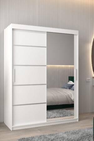 Šatní skříň Abi V2 v bílé barvě s posuvnými dveřmi