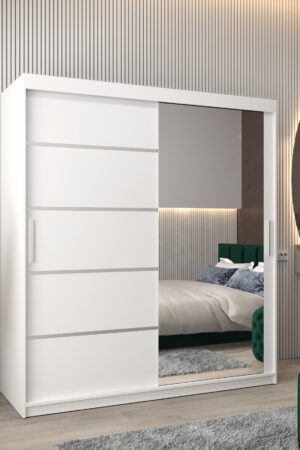 Šatní skříň Abi V2 v bílé barvě s posuvnými dveřmi