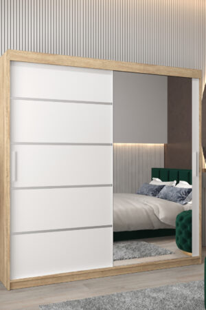 Šatní skříň Abi V2 v dekoru dub sonoma s bílými dveřmi