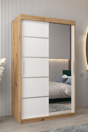 Šatní skříň Abi V2 v dekoru dub artisan s bílými dveřmi