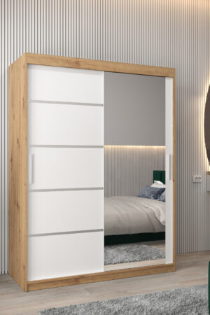 Šatní skříň Abi V2 v dub artisan s bílými dveřmi