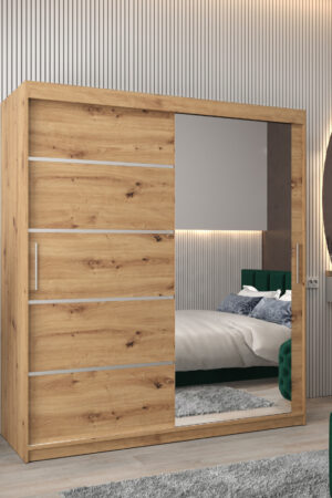 Šatní skříň Abi V2 s posuvnými dveřmi a zrcadlem