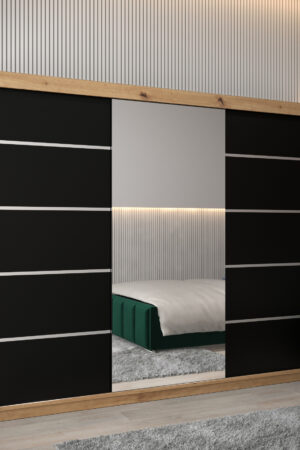 Šatní skříň Abi V2 v dub artisan s černými dveřmi