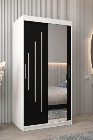 Šatní skříň Abi Y2 s bílým korpusem a černými dveřmi
