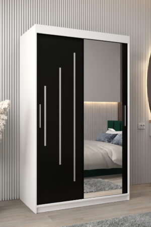 Šatní skříň Abi Y2 s bílým korpusem a černými dveřmi