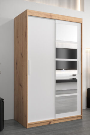 Šatní skříň Abi Ro1 v bílé barvě s posuvnými dveřmi