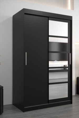 Šatní skříň Abi Ro1 v černé barvě s posuvnými dveřmi