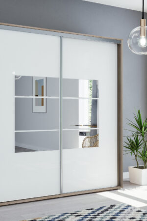 Šatní skříň Ska A02 v dubu sonoma s bílými dveřmi