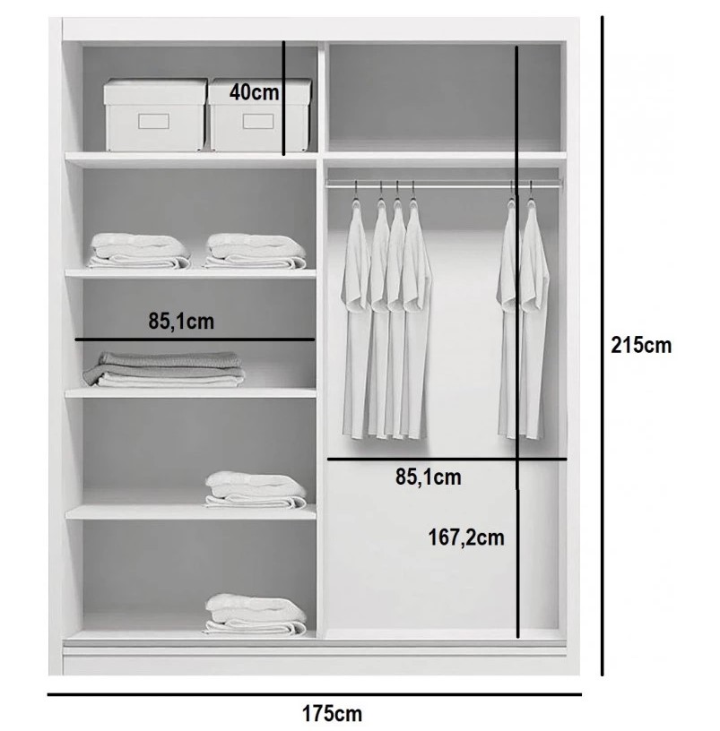 Bílá šatní skříň Ska A12 o rozměrech 175 cm