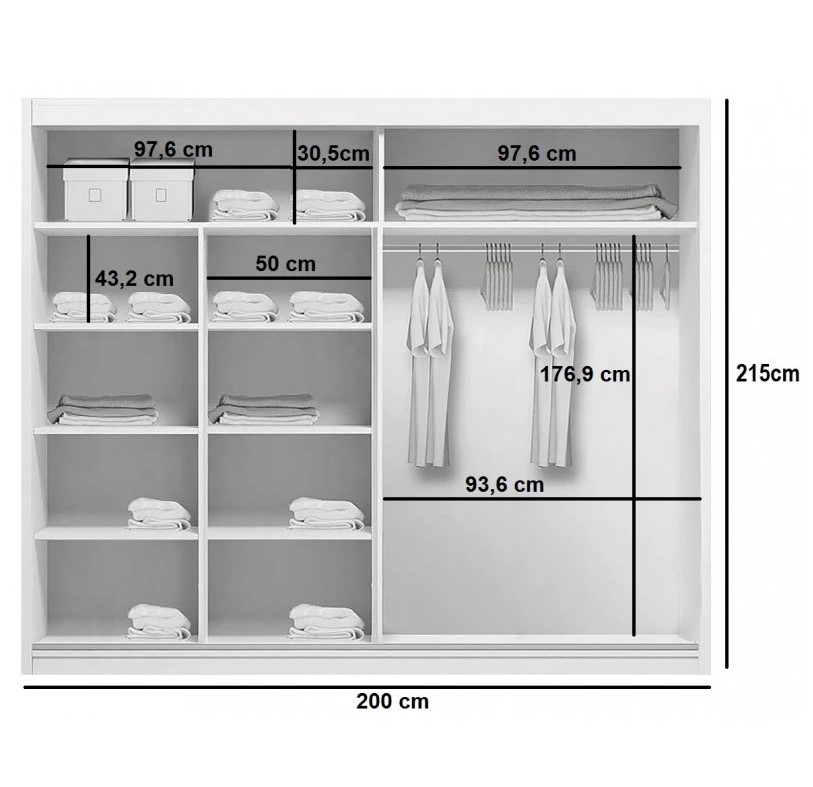 Bílá šatní skříň Ska A12 o rozměrech 175 cm