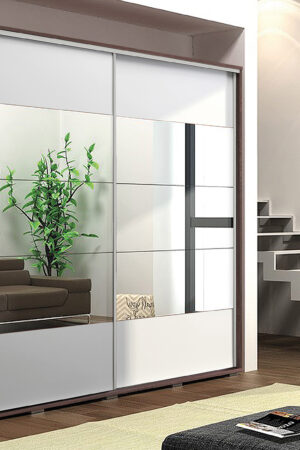 Šatní skříň Ska A17 v barvě čokoláda s bílými dveřmi