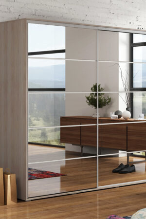 Šatní skříň Ska A19 Dub - sonoma s bílými dveřmi