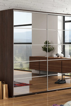 Šatní skříň Ska A19 s čokoládovým korpusem a bílými dveřmi