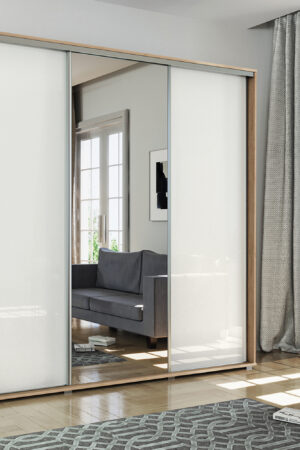 Šatní skříň Ska A30 XL s bílými lesklými dveřmi