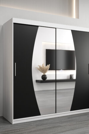 Šatní skříň Abi E0 s bílým korpusem a černými dveřmi