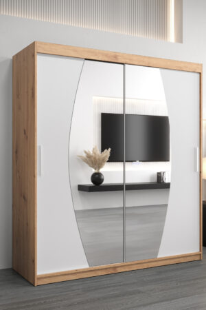 Šatní skříň Abi E0 v dubu artisan s bílými dveřmi