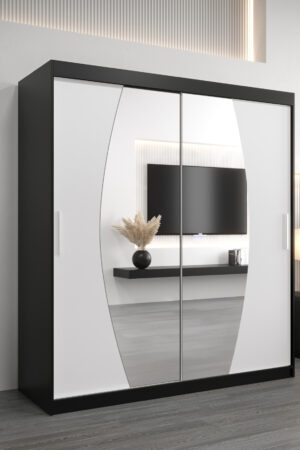 Šatní skříň Abi E0 s posuvnými dveřmi v černé barvě.