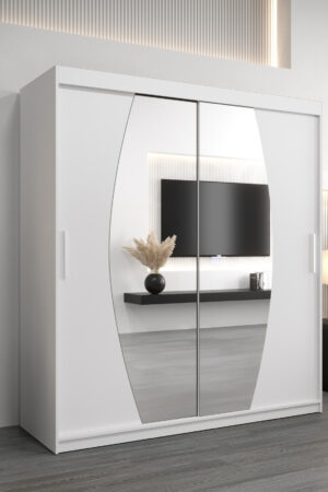 Šatní skříň Abi E0 s bílými posuvnými dveřmi