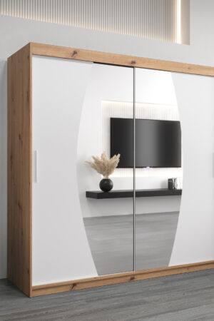 Šatní skříň Abi E0 s posuvnými dveřmi a zrcadlem