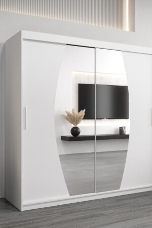Šatní skříň Abi E0 s bílými posuvnými dveřmi