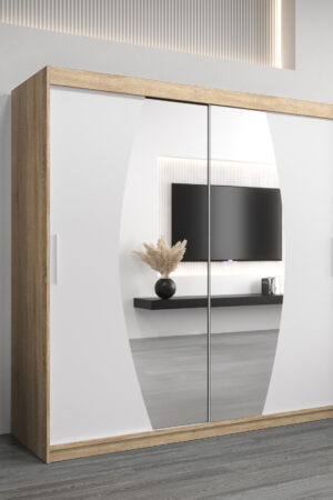 Šatní skříň Abi E0 s posuvnými dveřmi v dubu Sonoma