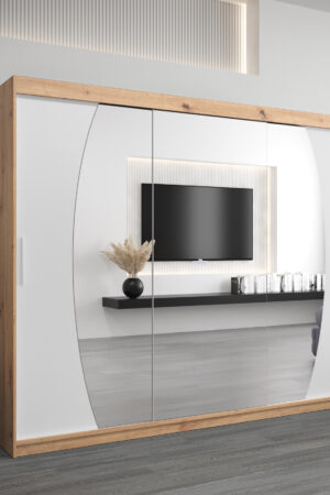 Šatní skříň Abi E0 s posuvnými dveřmi v dub artisan.