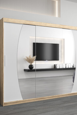 Šatní skříň Abi E0 v dekoru dub sonoma s bílými dveřmi