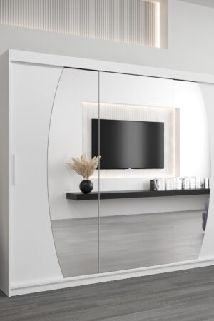 Šatní skříň Abi E0 s posuvnými dveřmi v bílé barvě