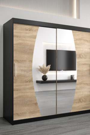 Šatní skříň Abi E0 s posuvnými dveřmi a zrcadlem