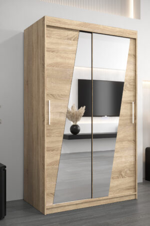 Šatní skříň Abi R0 s posuvnými dveřmi a zrcadlem.