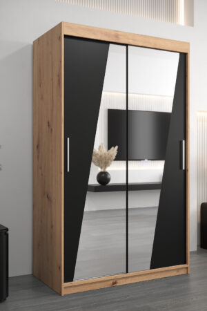 Šatní skříň Abi R0 s bílými posuvnými dveřmi a zrcadlem