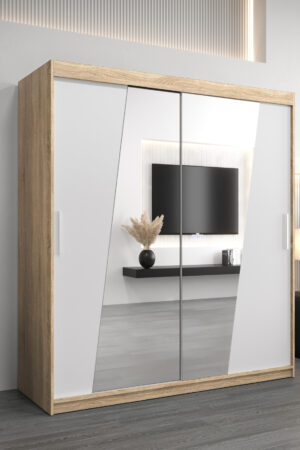 Šatní skříň Abi R0 v dekoru dub sonoma s bílými dveřmi