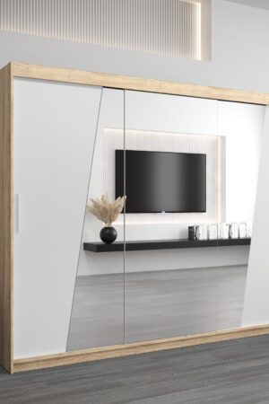 Šatní skříň Abi R0 s posuvnými dveřmi v dubu Sonoma.