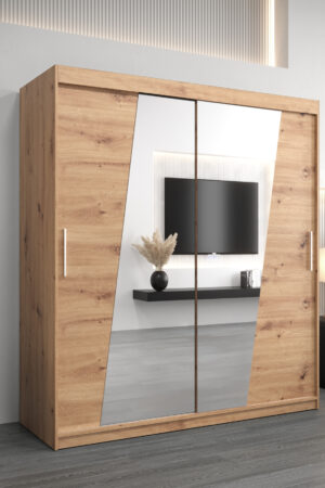 Šatní skříň Abi R0 v dub artisan s posuvnými dveřmi